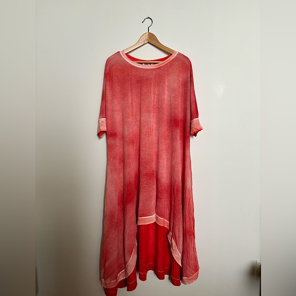 Coral Ombré Asymmetrical Beach Dress